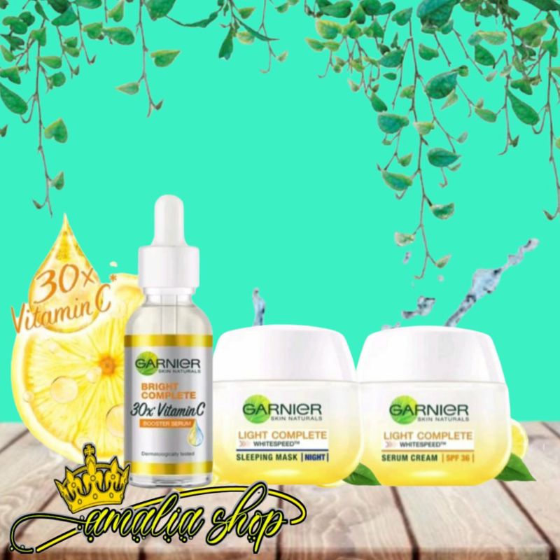 Garnier Bright Complete Serum Vit C 30 ML & Krim siang-malam 50 ML