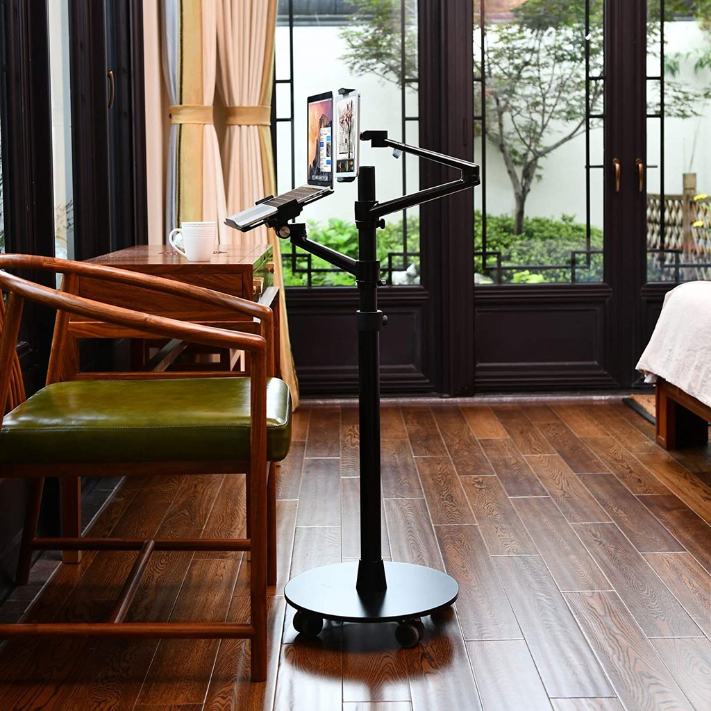 UP-9L - Dual Arm Alloy Floor Stand Laptop and Tablet - 360 Rotation