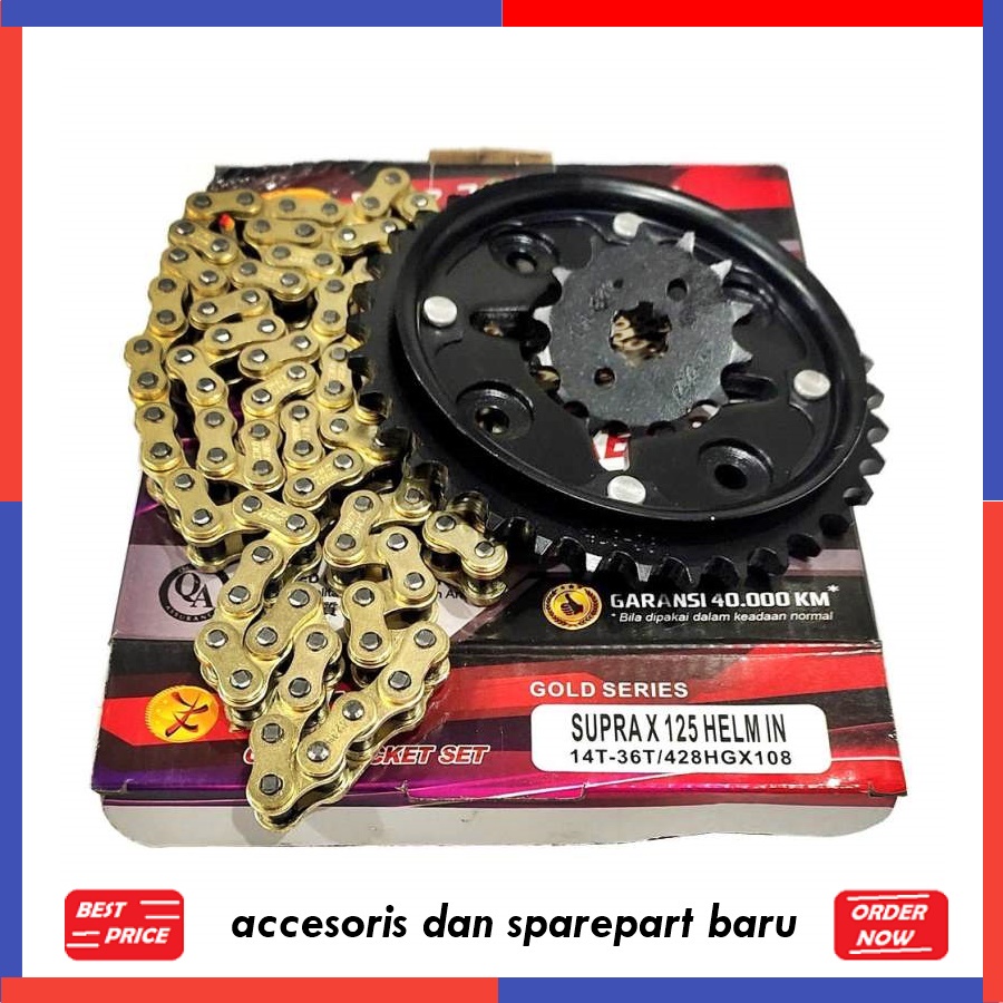 GEAR SET RANTAI GOLD SUPRA X 125 HELM IN SPAREPART MOTOR YUZAKARACING3