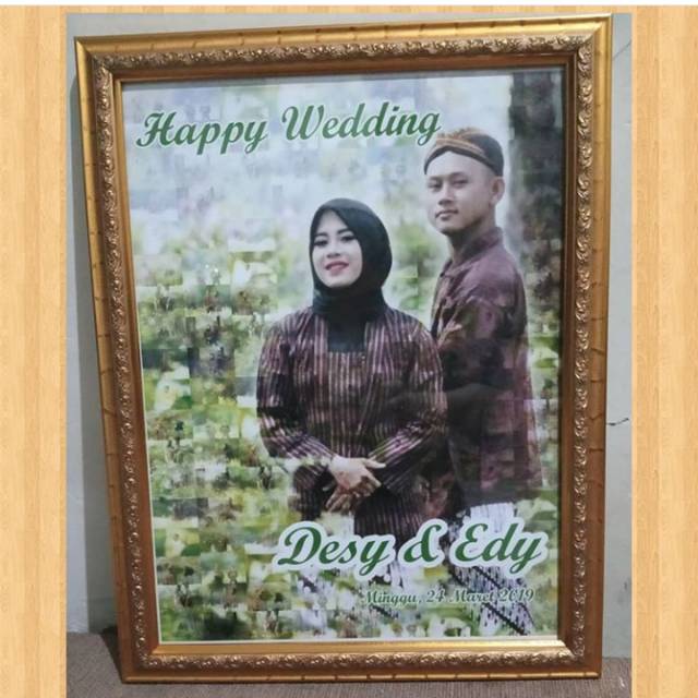 Edit foto mozaik+ bingkai 10R hadiah wedding, anniversary, ultah dll