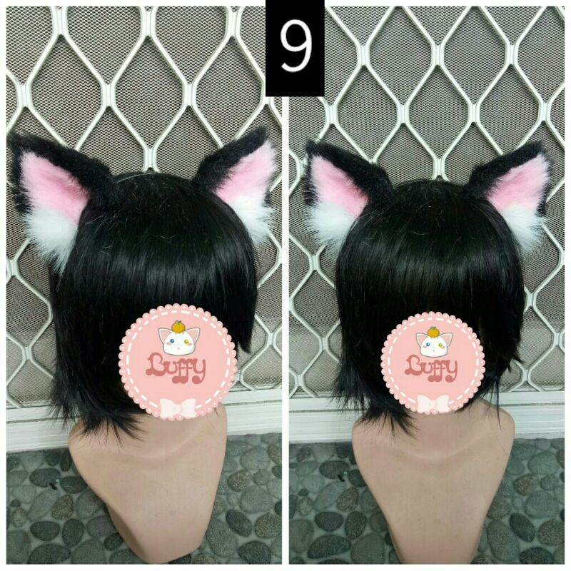 Headband realistic fur cat ear nekomimi  black cosplay lolita women fashion halloween bando kucing