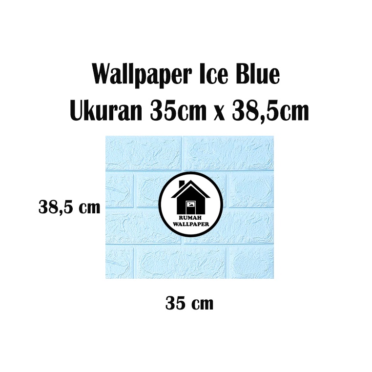 RW Wallpaper Foam Biru Muda 3D Bata Warna Biru Muda Premium Wall Paper Sticker Tebal 3MM-35cm x 38.5cm