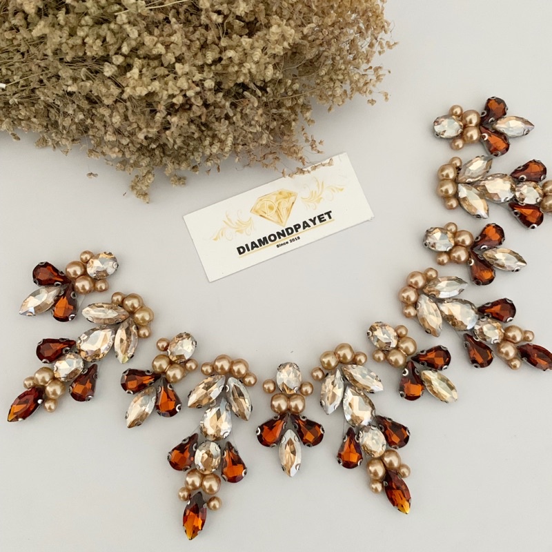 Payet Rangkai Leher Gold tea colour mix pearl