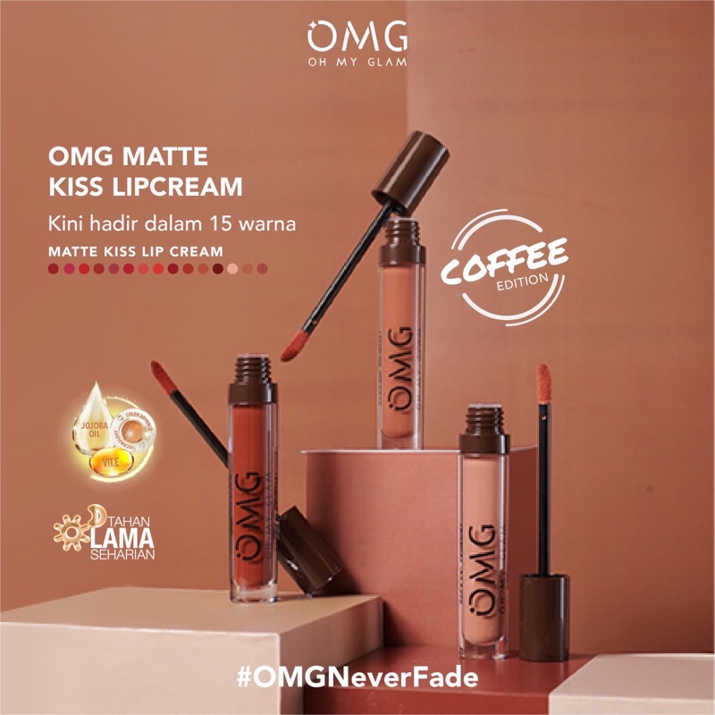 *galerybeautysemarang* OMG Oh My Glam Matte Kiss Lip Cream ( lipstick lipstik lipcream ) NEW Coffe Edition
