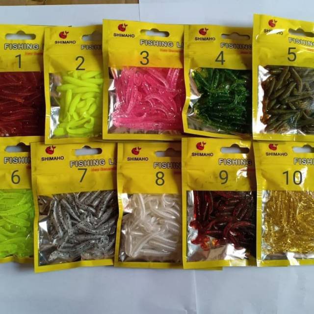 SHIMANO SOFT LURE ISI 50PCS PANJANG 5CM - UMPAN SOFT CACING