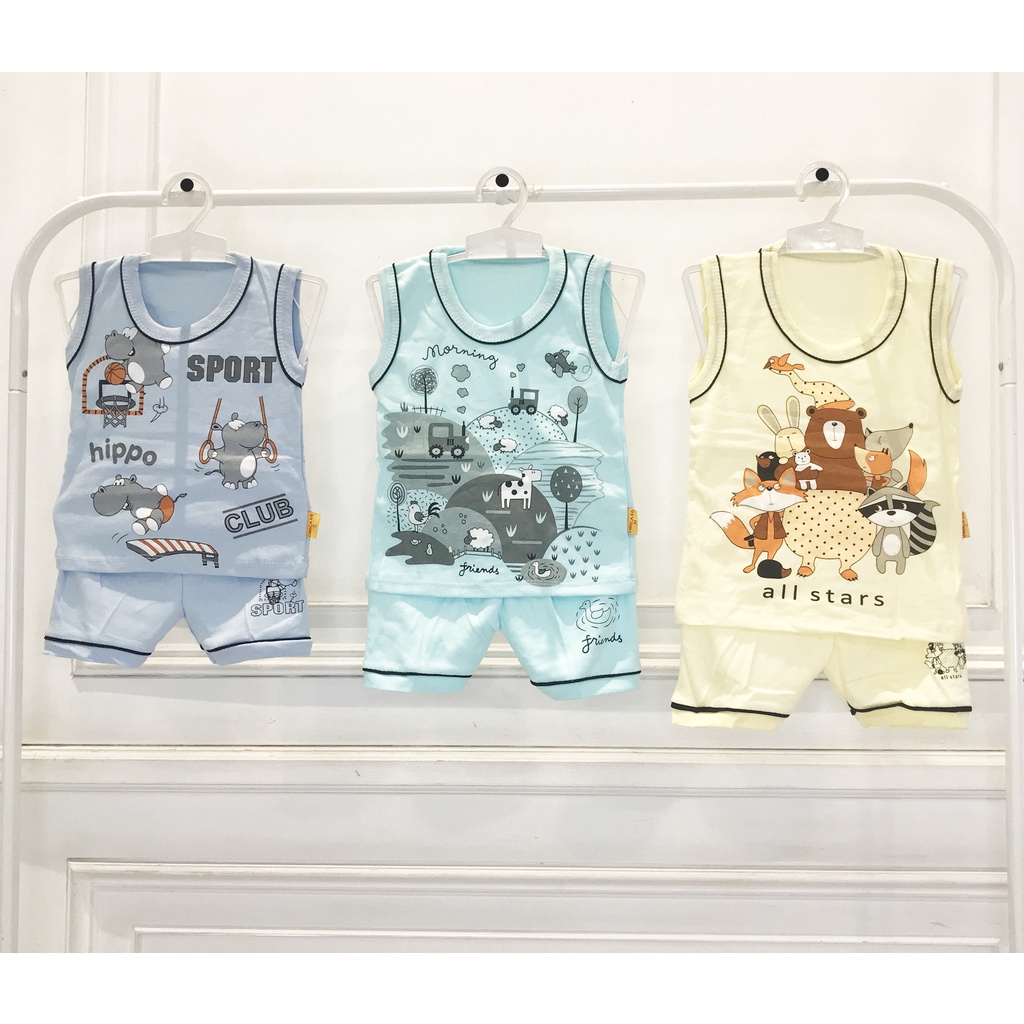 SETELAN BAJU BAYI SINGLET / KUTUNG BAHAN KATUN UKURAN S M L UTK 0-3  TAHUN ENRICA