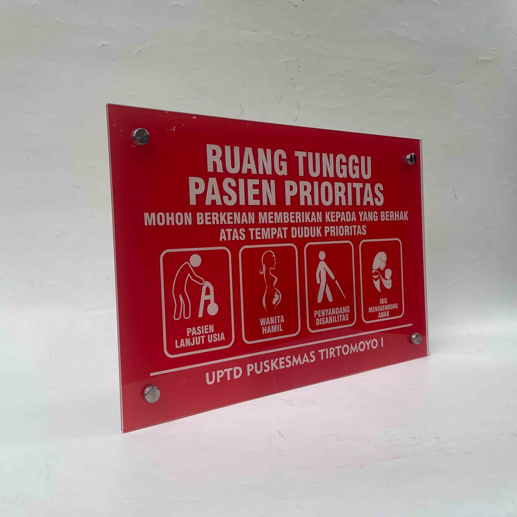 Papan Akrilik Pasien Prioritas, Penanda Tempat Duduk Pasien Prioritas