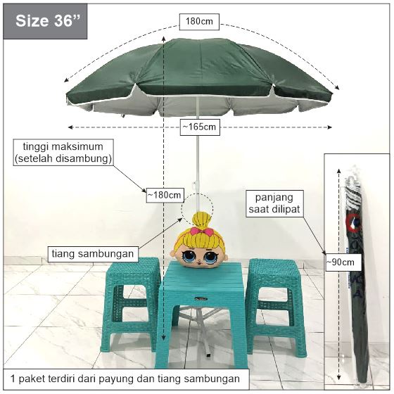 Payung Pantai Tenda Jualan Jumbo Anti UV 35''(170cm) 36''(180cm) Parasol Original Osaka/Nagoya