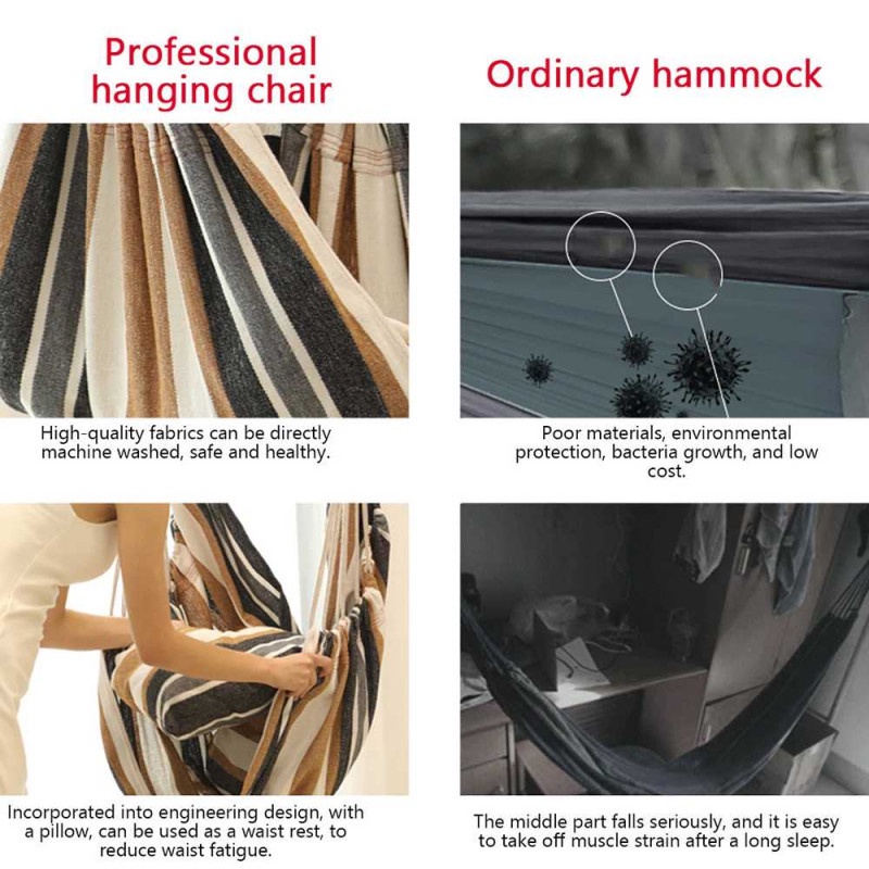 Hammock Kursi Tempat Tidur Ayunan Gantung 2 Pcs Bantal 120Kg