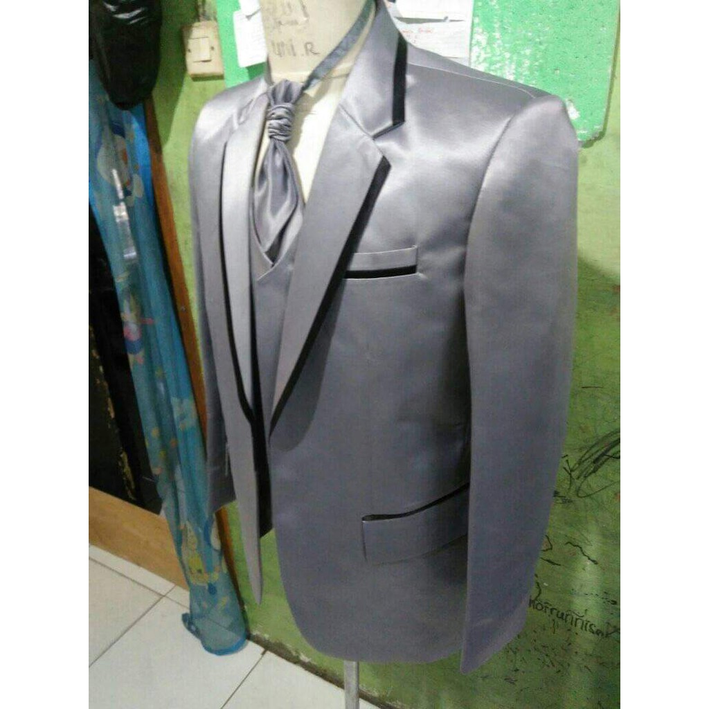 Setelan JAS PENGANTIN PRIA SILVER GLOSY