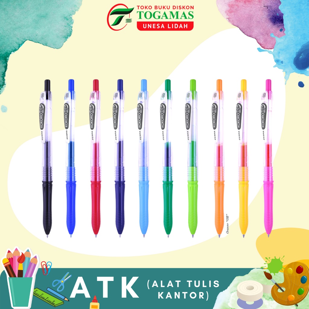 

BEST SELLER !! PROMO !! BALLPEN PULPEN BOLPOINT ECER GEL 0.5 KOKORO WARNA ZEBRA/ READY STOCK