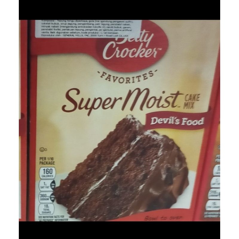 

Betty crokers super moist Devils food 432gr tepung