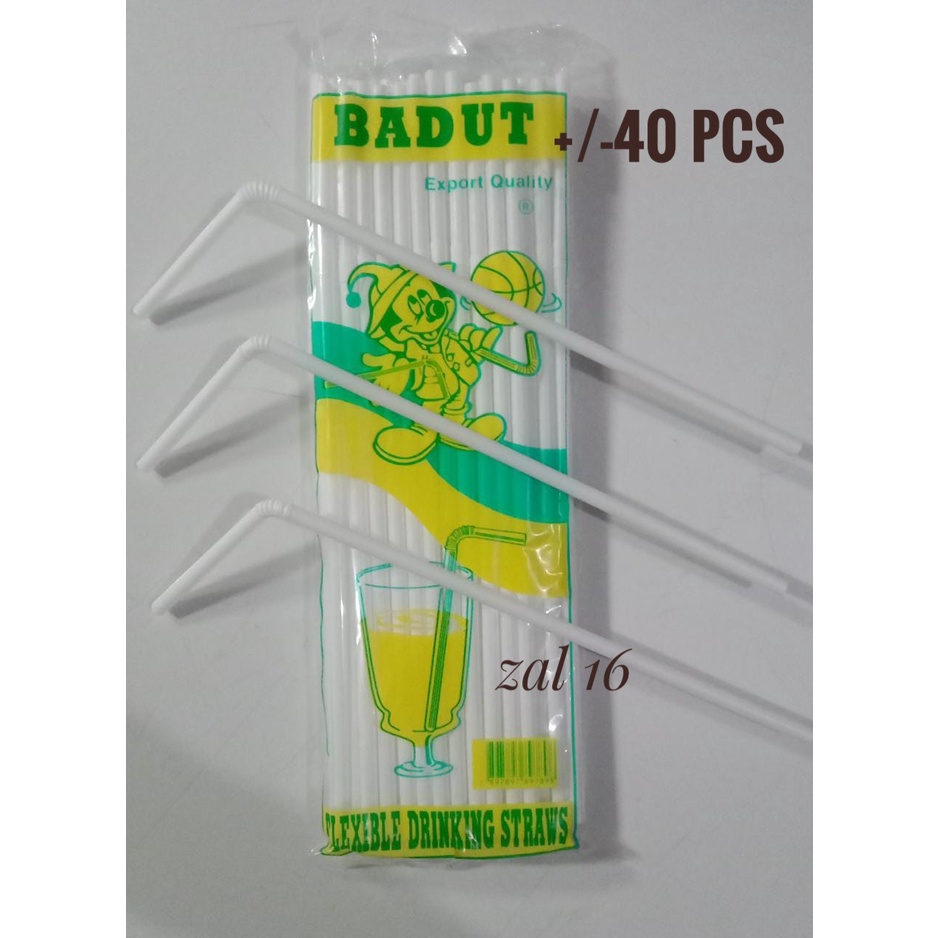 Sedotan Plastik Putih Sedotan Tekuk Sedotan Badut 40 pcs