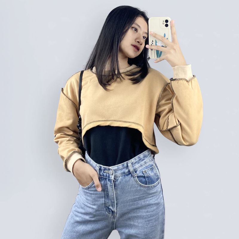 JAKET ERSA CROP SWEATER | sweater wanita