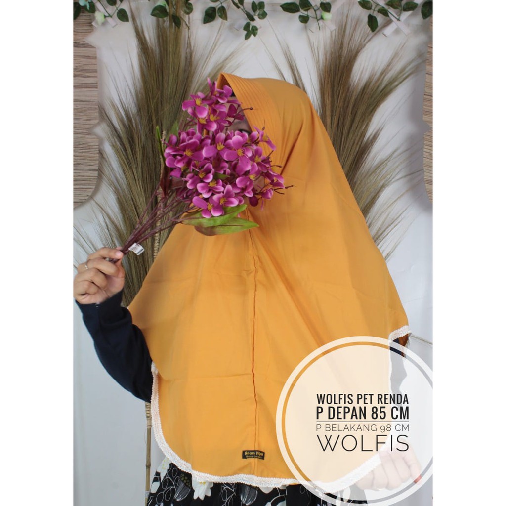 Jilbab kerudung wolfis renda dan wolfis pet simple tali limited edition hijab daily