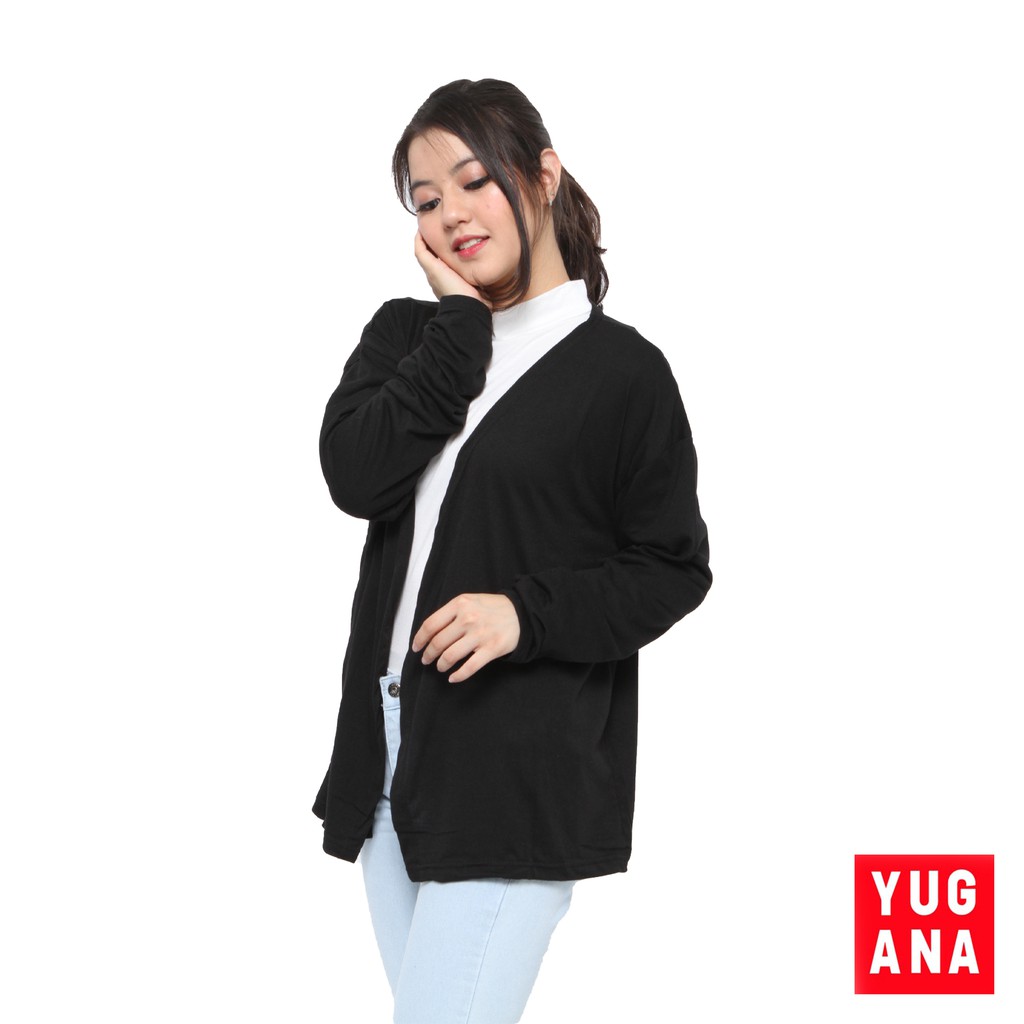 BL - CRSPX Cardigan Oversize Wanita Polos-HITAM