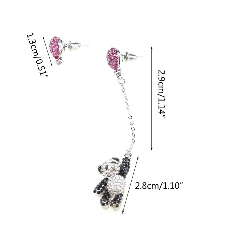 SIY  Irregular cute black white bear pink balloon earrings tassel dangle earrings