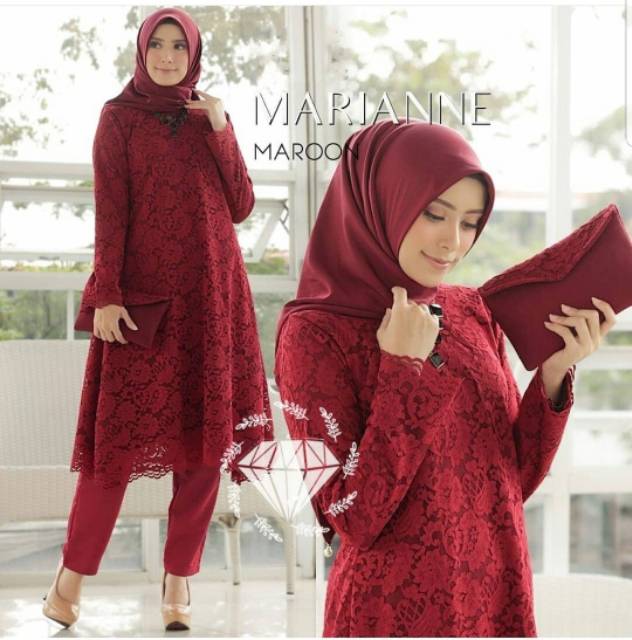 SET MARIANNE FASHION PAKAIAN WANITA SETELAN ATASAN DAN CELANA MS ADA VIDEO REAL PICT