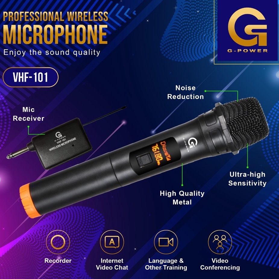 G-POWER PROFESSIONAL WIRELESS MIC 101-USB/VHF/UHF - VARIAN MIC