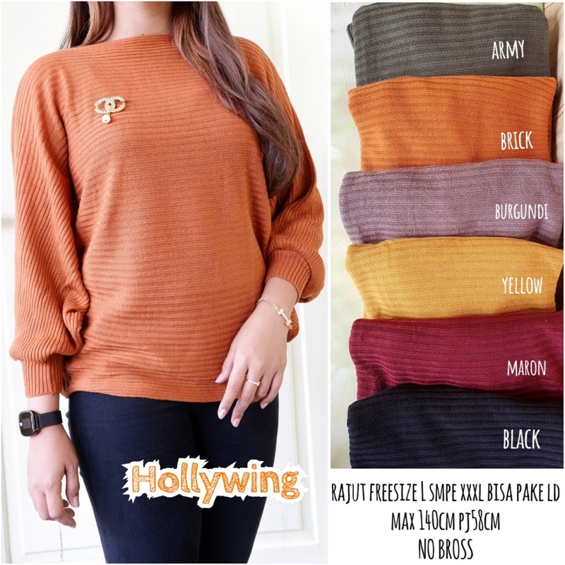 Holiwings atasan rajut kelelawar