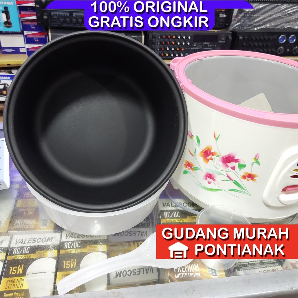 Ricecooker Miyako Anti Penyok dan Anti Karat MCM 507 Pink Bunga Magicom penanak nasi dan penghangat