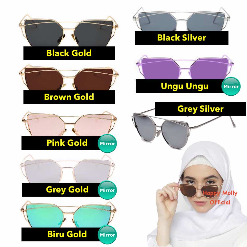 Kacamata UV Matahari - Fashion Eye Cat Wanita Hijab Korea - Free Kotak &amp; Lap Kacamata - NY Group