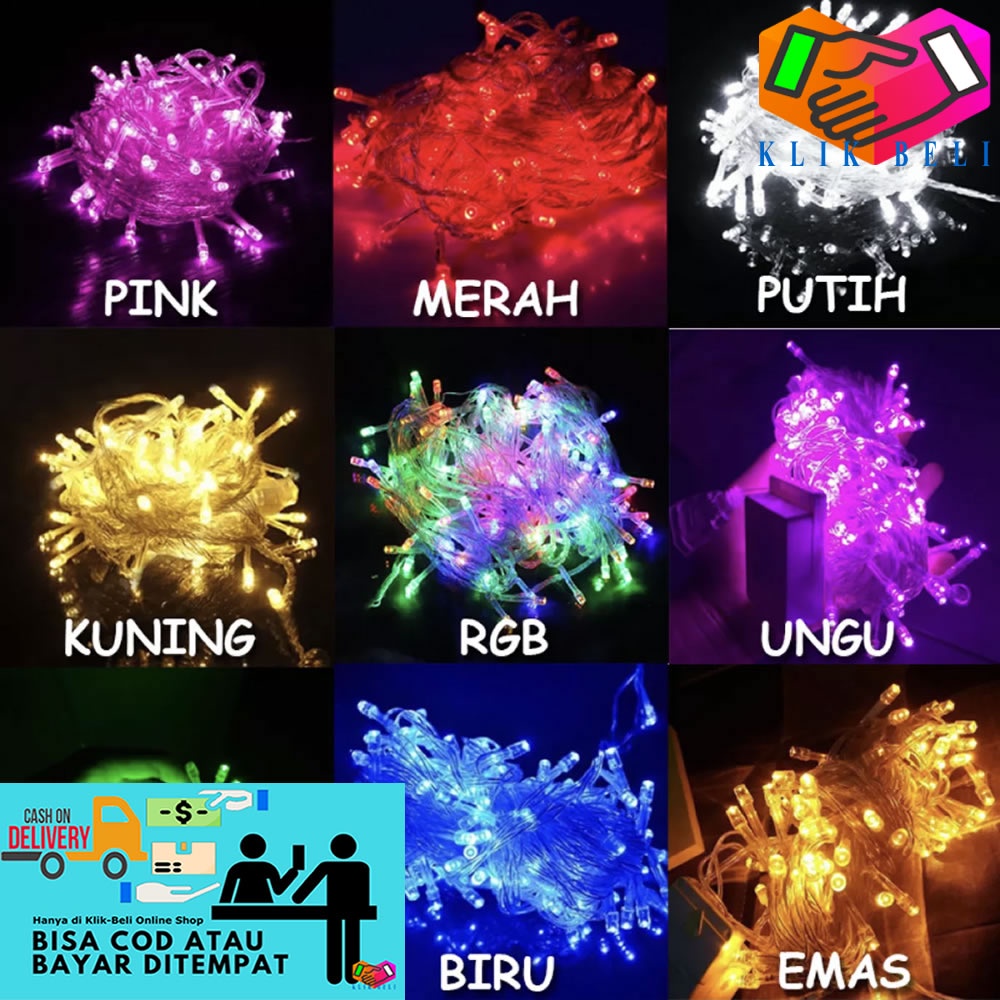 Lampu Hias Tumblr LED 10 Meter Colorful Warna Warni Tumblr Natal Anggur Bola Bulat Bintang + Free Colokan Sambungan Kabel