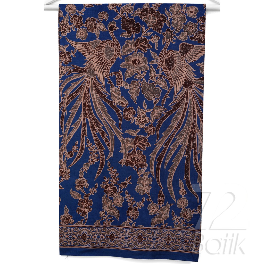 KAIN BATIK KATUN Premium Motif Dwi Cendrawasih Warna Biru Coklat 726152 Cap 72 Jarik Jarit Samping Kebat Panjang Batik Katun Modern Premium Bahan Seragam Batik Pernikahan Kantor Keluarga Murah Kamen Jadi Batik Bali Lembaran