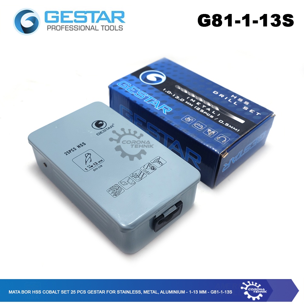 Gestar - Mata Bor HSS Cobalt Set 25 Pcs for Stainless, Metal, Aluminium