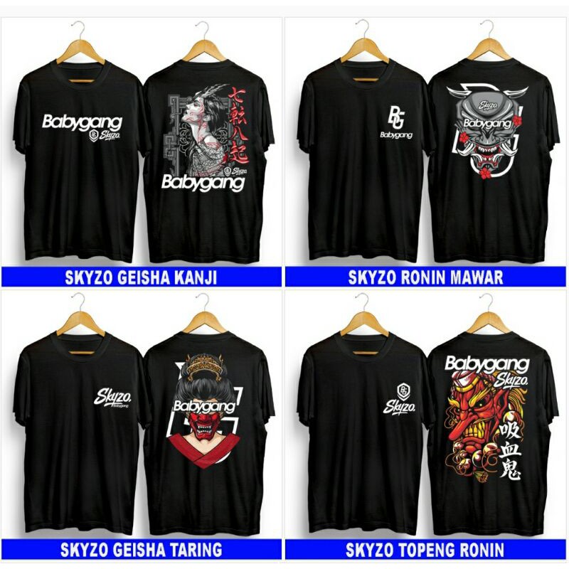 KAOS DISTRO BG GEISHA KANJI RONIN MAWAR KAOS PRIA MURAH