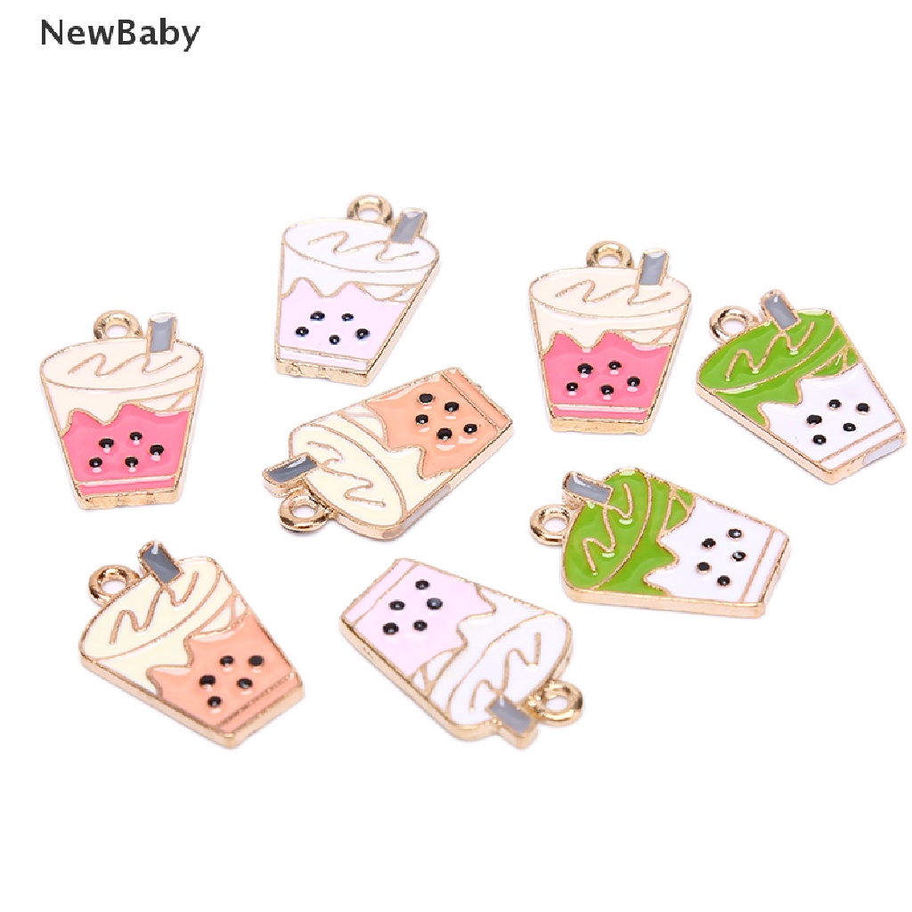 10pcs / lot Liontin Enamel Bentuk Milk Tea Untuk Membuat Perhiasan Anting