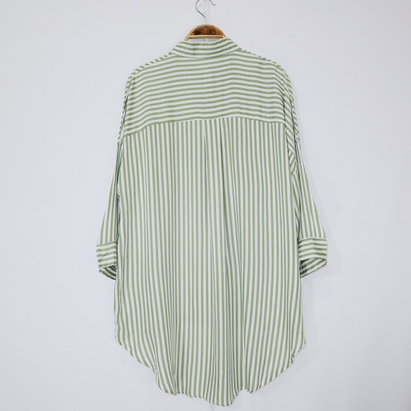 KARA.ID NAZHA Shirt Oversize Salur Garis - Kemeja Atasan Oversized Wanita - Stripe Shirt