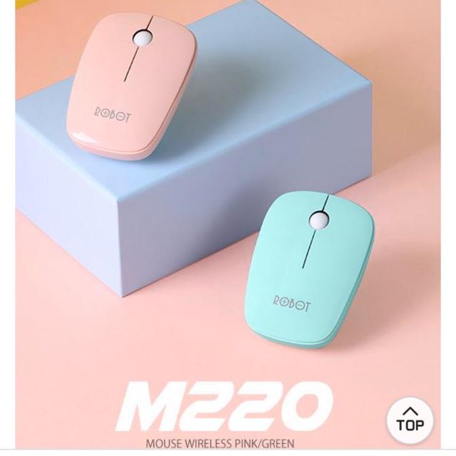 MOUSE WIRELESS 2.4G OPTICAL USB ORIGINAL - MOUSE WIRELESS ROBOT M220-Pink