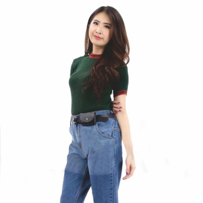 LX IKAT PINGGANG WANITA/KOMBINASI DOMPET CHECKED BELT