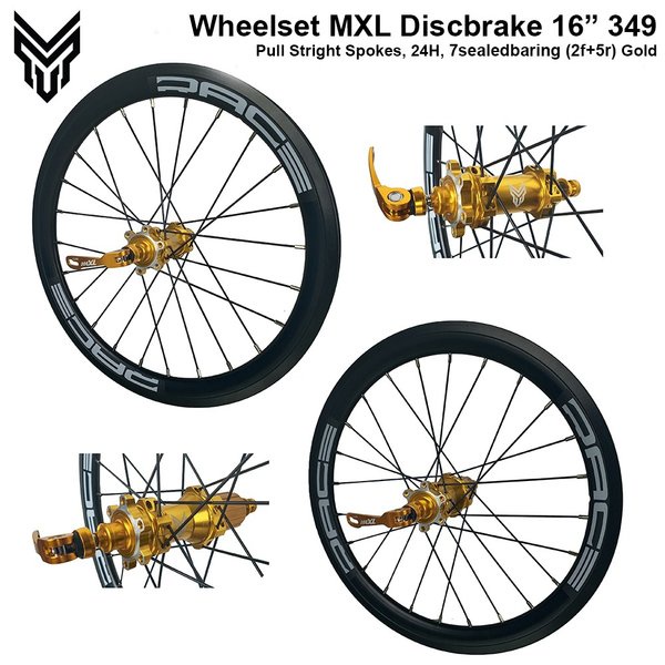 Wheelset MXL RACE 24 hole 7 Bearing 16 349 Black Gold New