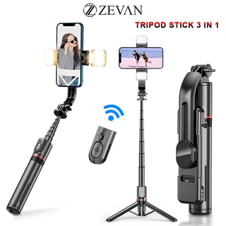 ZEVAN Tongsis Tripod Selfie Stick Wireless 108.5CM L12d 3 in 1 Bluetooth  2 LED Flash Phone Stand Fill Light Untuk hp