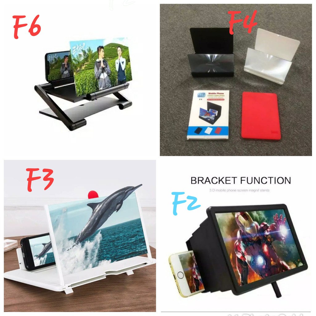 Kaca pembesar layar hp smartphone F2,F3,F4 F6  3D 12"/10" inchi lipat portbale