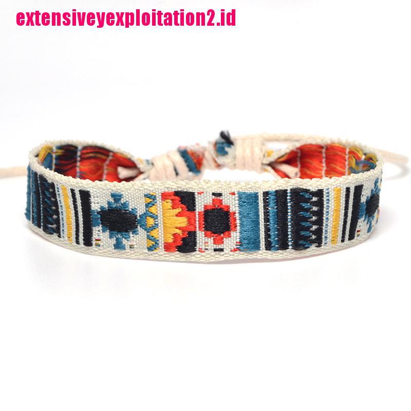 &lt; E2id &amp; &gt; Gelang Tangan Tali Kepang Katun Handmade Gaya Etnik Bohemian Untuk Wanita