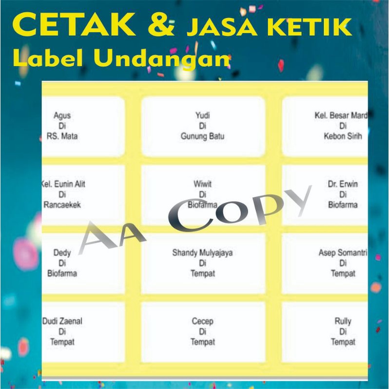 CETAK/PRINT LABEL UNDANGAN & JASA KETIK LABEL UNDANGAN