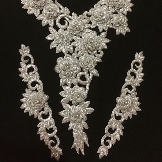 Renda Bordir Full Payet Silver