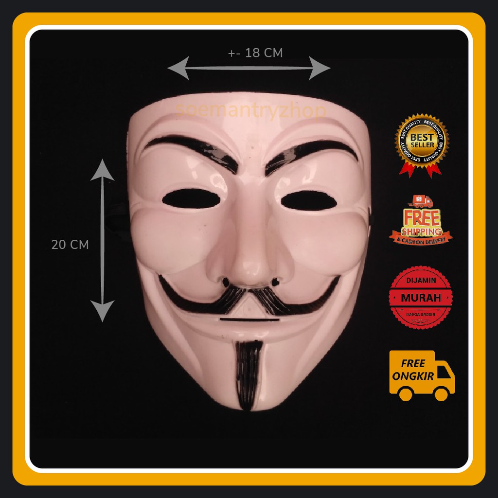 Topeng Anonymous pipi polos putih  reog ff free fair gedruk bujang hacker hecker konten prank cyber