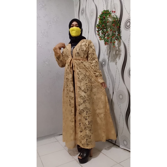 GAMIS CARDIGAN BROKAT COKSUS PREMIUM / LONG OUTER BRUKAT GLITER / OUTER LENGAN PANJANG