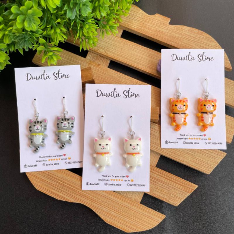 HANDMADE ANTING DEWASA KAITAN PLASTIK PREMIUM MOTIF CAT