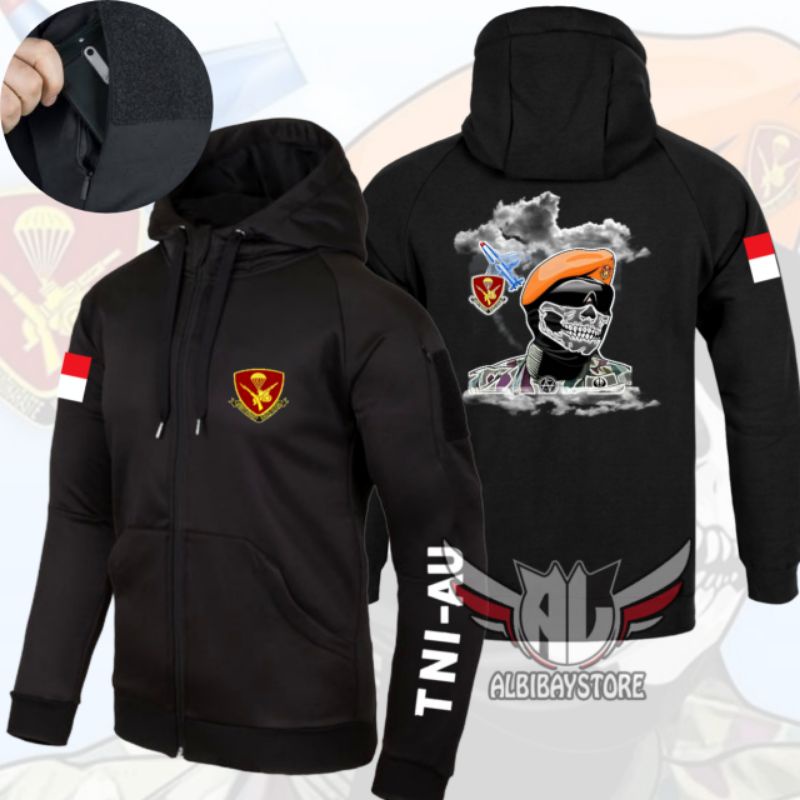 HOODIE TACTICAL PASKHAS TNI-AU ZIPPER DEWASA
