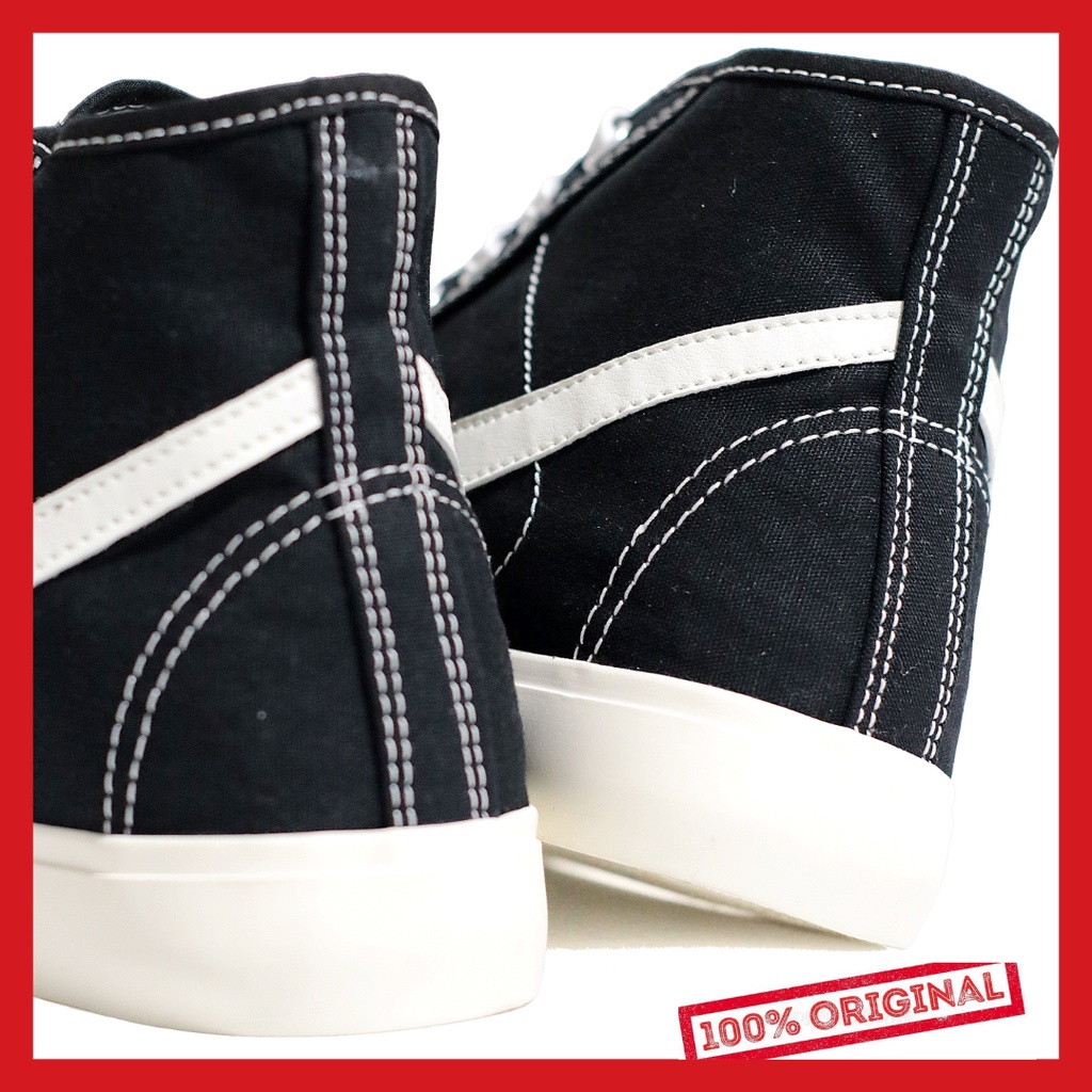 ORIGINAL - Sepatu Brand Lokal Kasual Pria Wanita No Brand Black White Hi Not Sneakers Compass Gazelle Hitam Putih Tinggi