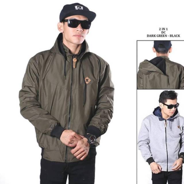 JAKET AA BOLAK - BALIK BROWN - GREY / JAKET 2IN1 BROWN - GREY