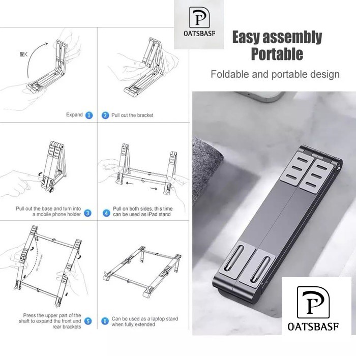 OATBASF Magic Stand - Foldable Stand for Phone, Tablet and Laptop - Universal Stand 3-in-1