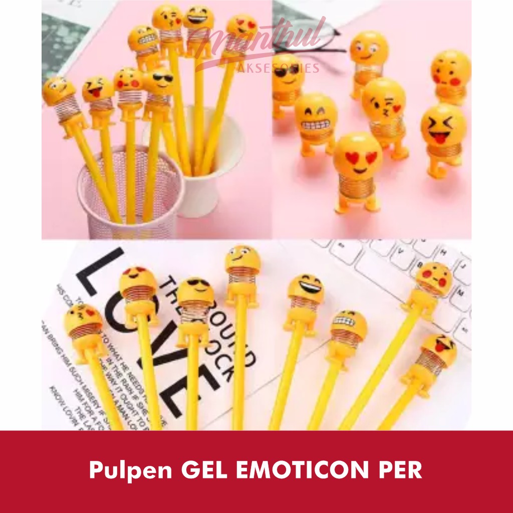 PULPEN GEL PER EMOTICON ORANGE PULPEN EMOTICON PULPEN GEL MOTIF PER EMOTICON GOYANG