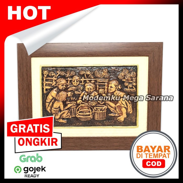 Lukisan Jualan Dawet - Lukisan Relief 3 Dimensi Timbul 33x25 cm