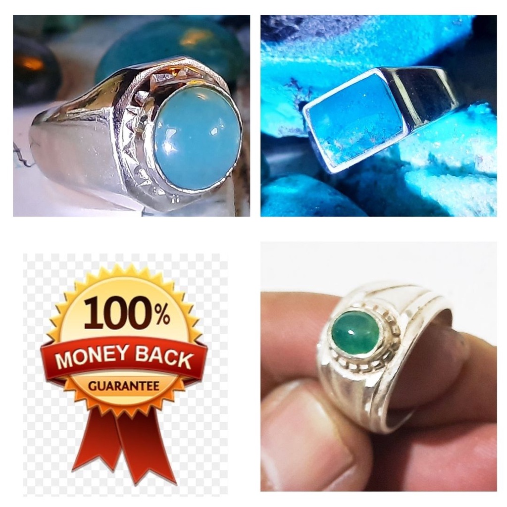 Batu Permata Cincin Bacan Doko Palamea Asli Kristal 100% Original Chalcedony Chrysocolla 101114